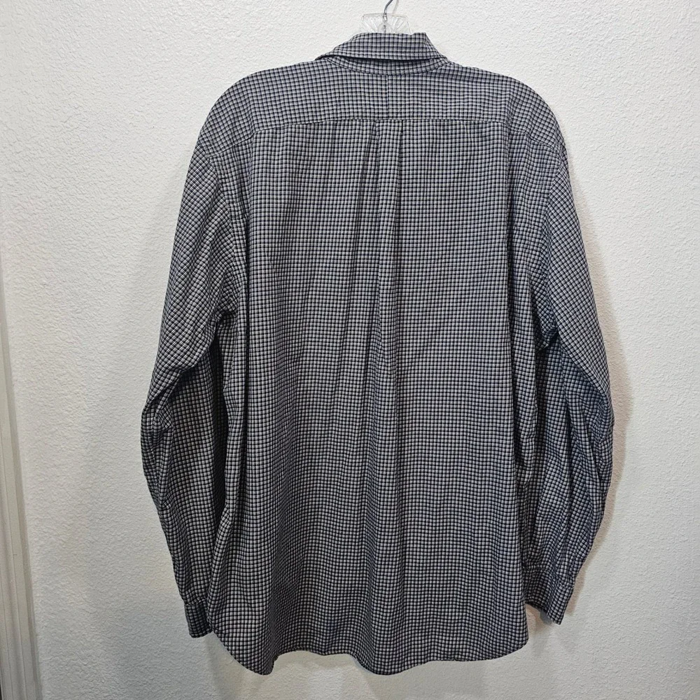 Ralph Lauren Mens XL‎ Classic Fit Shirt Navy Blue White Micro Check Long Sleeve